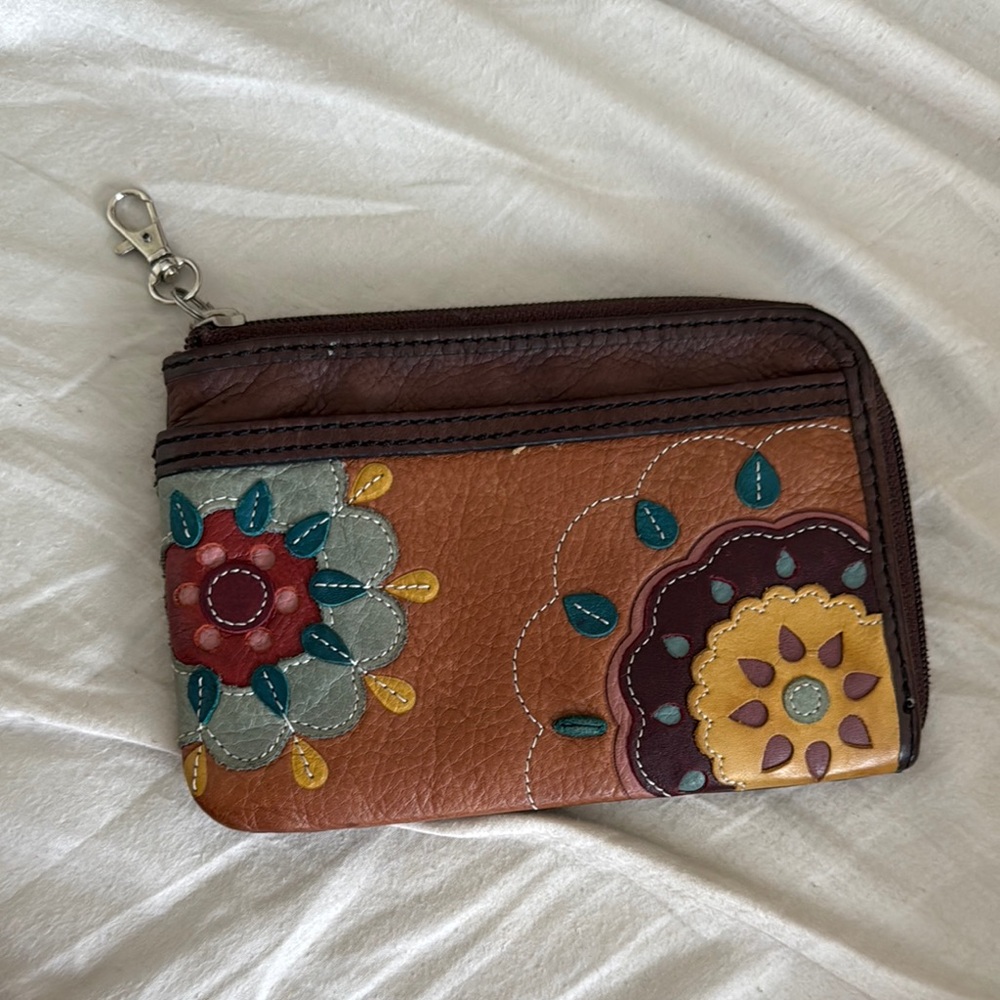Fossil Women's Brown Floral Leather Wallet